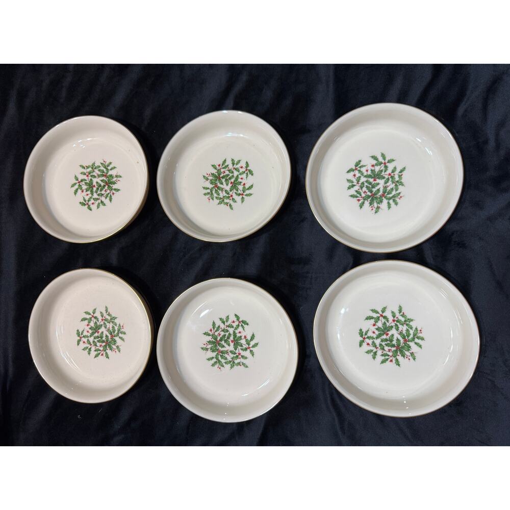 Lenox Special Set of 6 Holly Leaf Soup/Berry Coupe/Spaghetti/Cereal Large Bowls